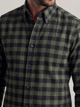 Camicia di flanella a quadri verde militare