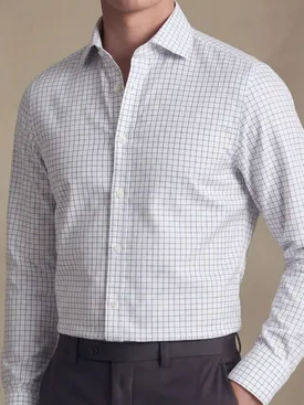 Camicia in twill a quadri blu navy facile da stirare