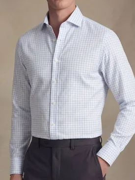 Camicia in twill a quadri azzurro cielo facile da stirare