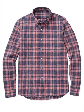 Camicia di lino a quadri rossi