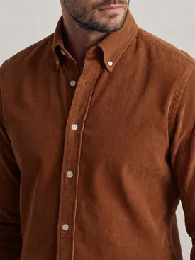 Camicia arancione in velluto a coste