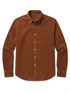 Camicia arancione in velluto a coste