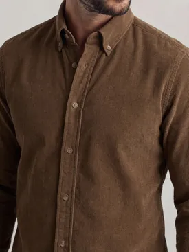 Camicia in velluto a coste marrone semplice