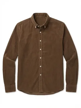 Camicia in velluto a coste marrone semplice