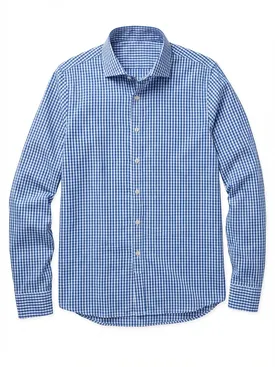 Camicia in popeline a quadri blu brillante