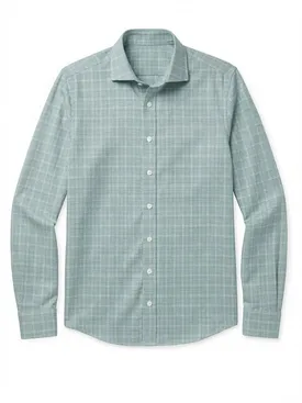 Camicia in twill a quadri verdi inglesi facile da stirare
