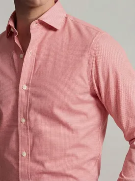 Camicia in twill a quadri rosso brillante, facile da stirare