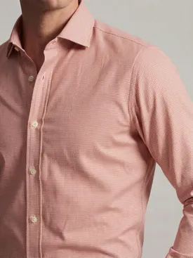 Camicia in twill a quadri arancione facile da stirare