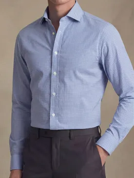 Camicia in twill a quadri blu facile da stirare