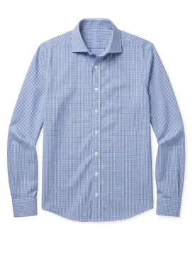 Camicia in twill a quadri blu facile da stirare