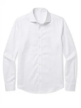 Camicia bianca a spina di pesce, facile da stirare