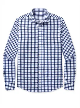 Camicia in twill a quadri blu navy