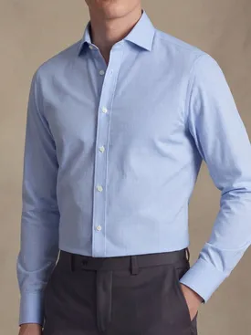 Camicia in popeline a quadri azzurri facile da stirare