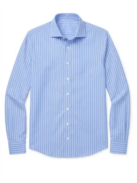 Camicia in popeline a righe azzurre facili da stirare