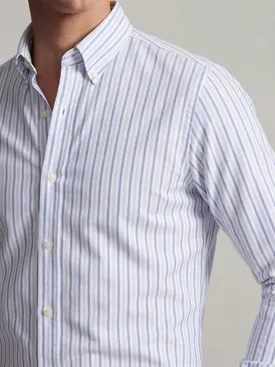 Camicia Oxford americana pesante con strisce azzurre