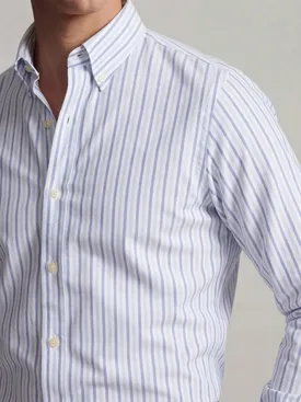 Camicia Oxford americana pesante con strisce azzurre