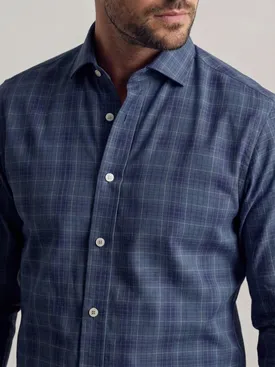 Camicia in twill scozzese blu