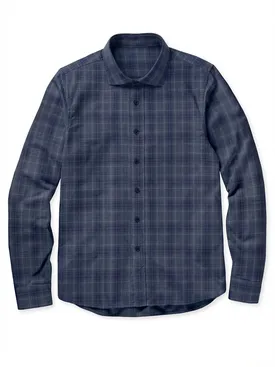 Camicia in twill scozzese blu