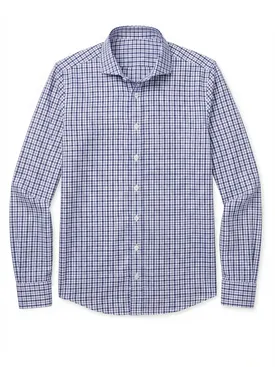Camicia in twill a quadri blu facile da stirare