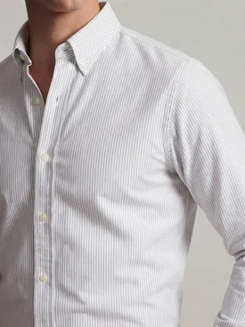 Camicia Oxford americana pesante a righe grigio chiaro