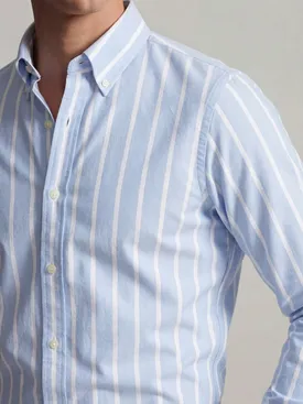 Camicia Oxford americana pesante con strisce azzurre