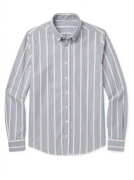 Camicia Oxford americana pesante a righe grigio chiaro