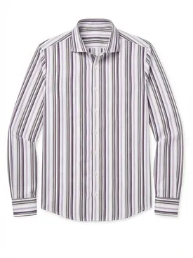 Camicia in popeline a righe viola