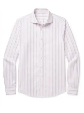 Camicia in popeline a righe viola
