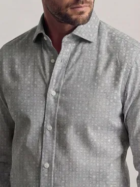 Camicia leggera in flanella grigia con motivo