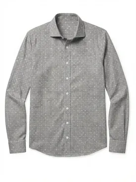 Camicia leggera in flanella grigia con motivo