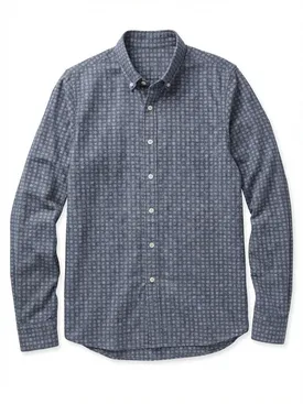 Camicia in flanella leggera blu indaco con motivo
