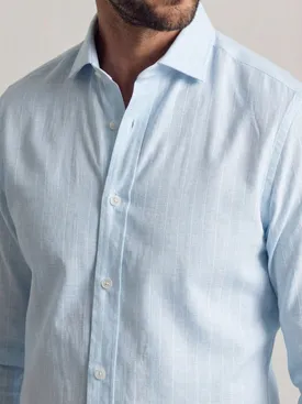 Camicia di lino a righe azzurre