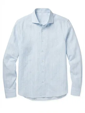 Camicia di lino a righe azzurre