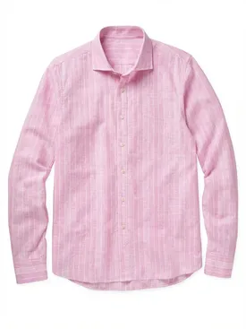 Camicia di lino a righe rosa