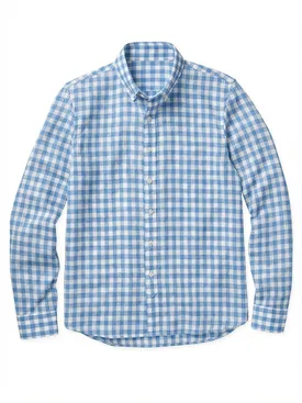 Camicia di lino a quadri azzurri