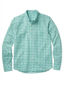 Camicia di lino a quadri verdi