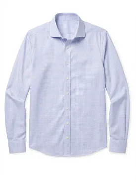 Camicia in twill a quadri azzurro cielo