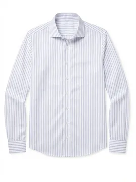 Camicia in twill a righe blu e bianche