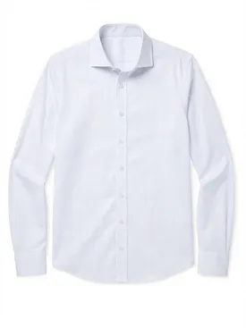 Camicia in popeline a righe sottili color celeste
