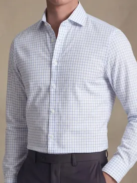 Camicia in popeline a quadri blu cielo