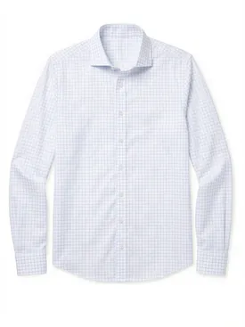 Camicia in popeline a quadri blu cielo