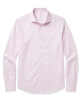 Camicia in popeline a quadri rosa pallido facile da stirare