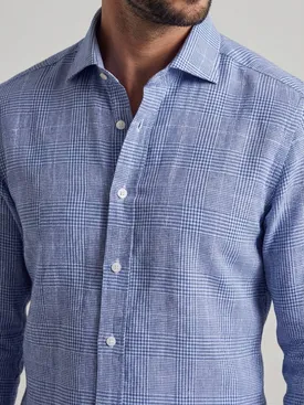 Camicia di lino a quadri blu