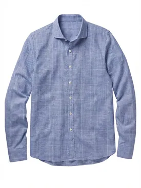 Camicia di lino a quadri blu