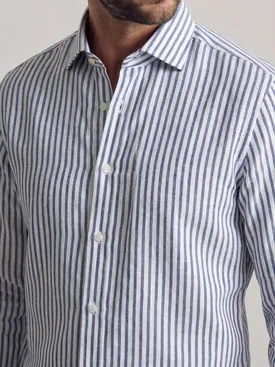 Camicia di lino a righe blu