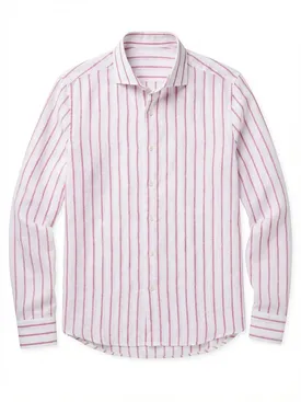 Camicia di lino a righe rosa
