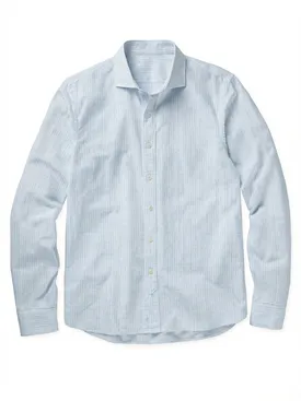 Camicia di lino a righe azzurre