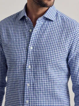 Camicia di lino a quadri blu