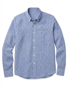 Camicia di lino a quadri blu