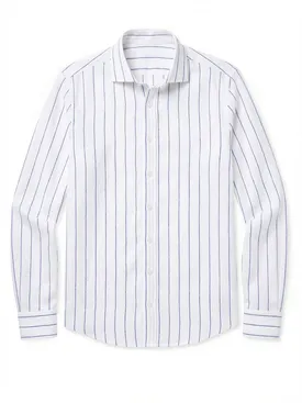 Camicia di lino a righe blu